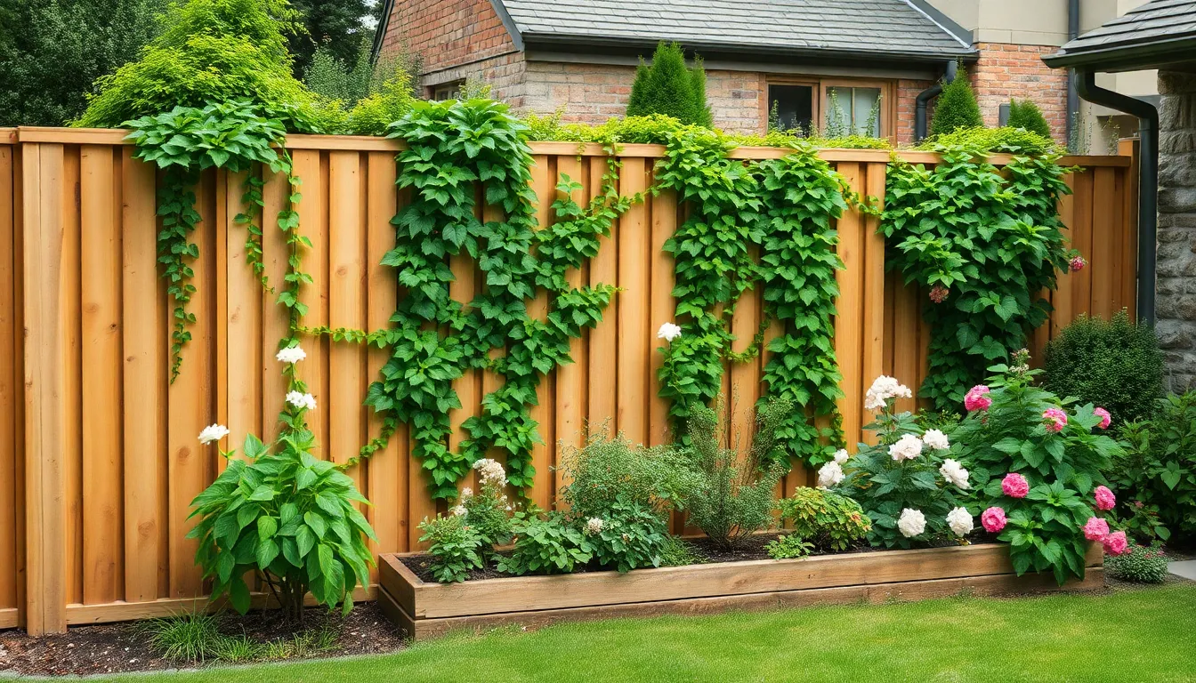 Garden windbreak using fencing and shrubs to protect plants from strong wind