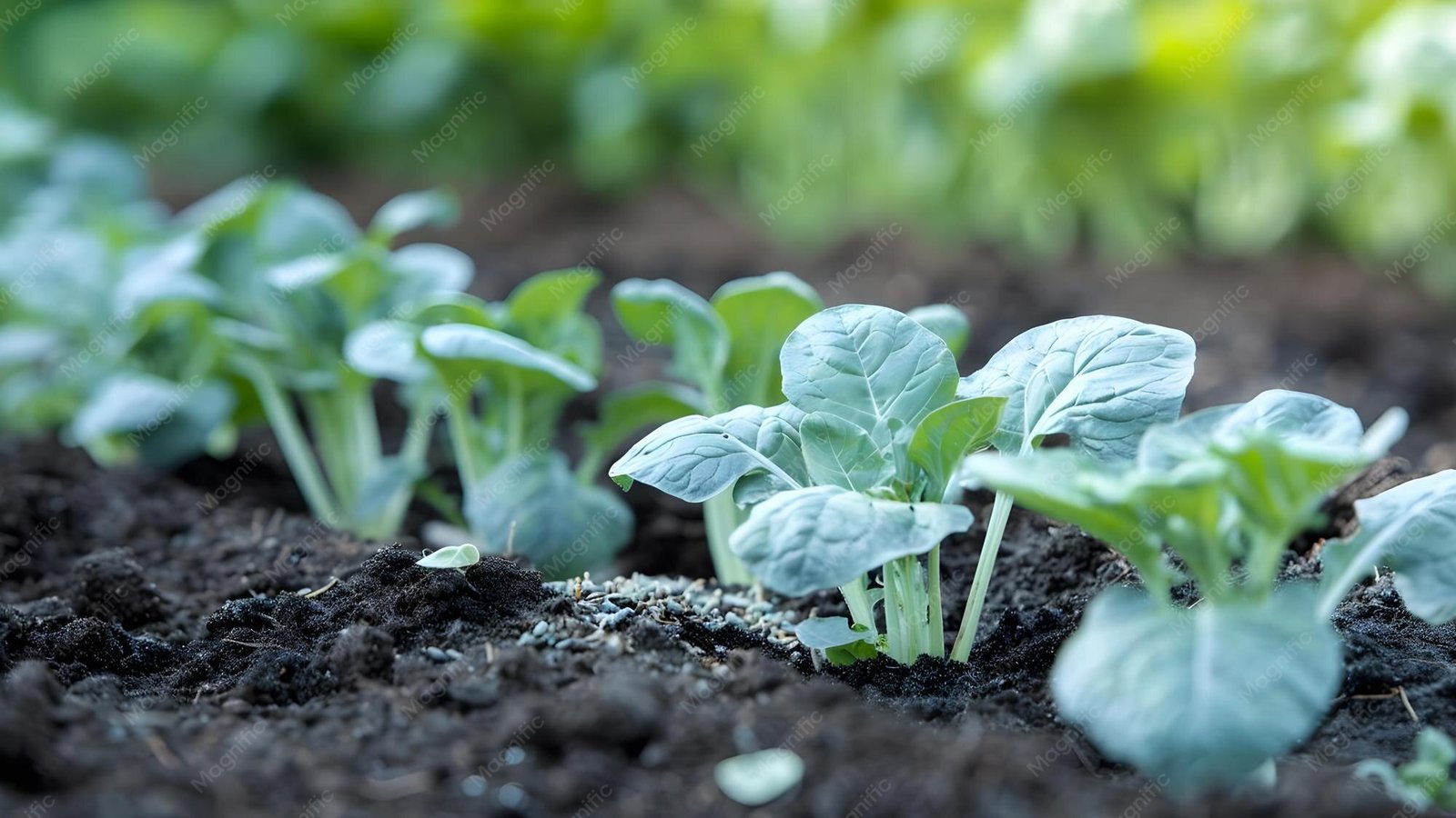 Sowing lettuce seeds shallowly in prepared garden soil