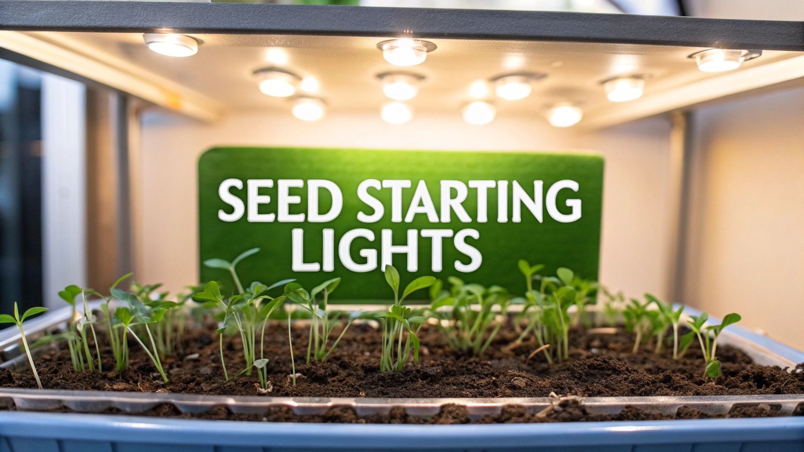 Pepper seedlings growing under lights before outdoor transplanting