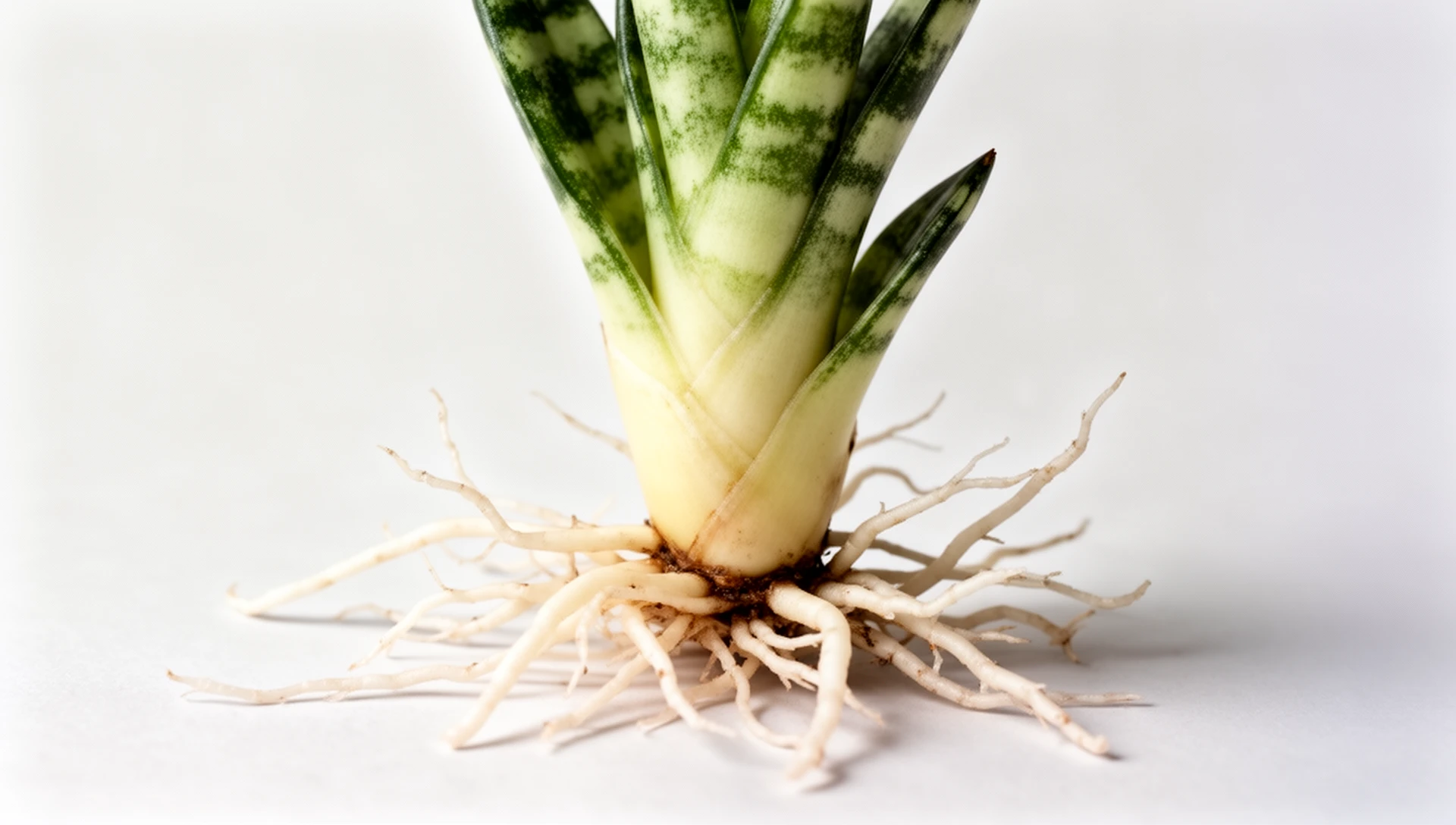 Dividing a mature snake plant into rooted sections for propagation